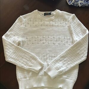 Ralph Lauren White Eyelet Sweater Small